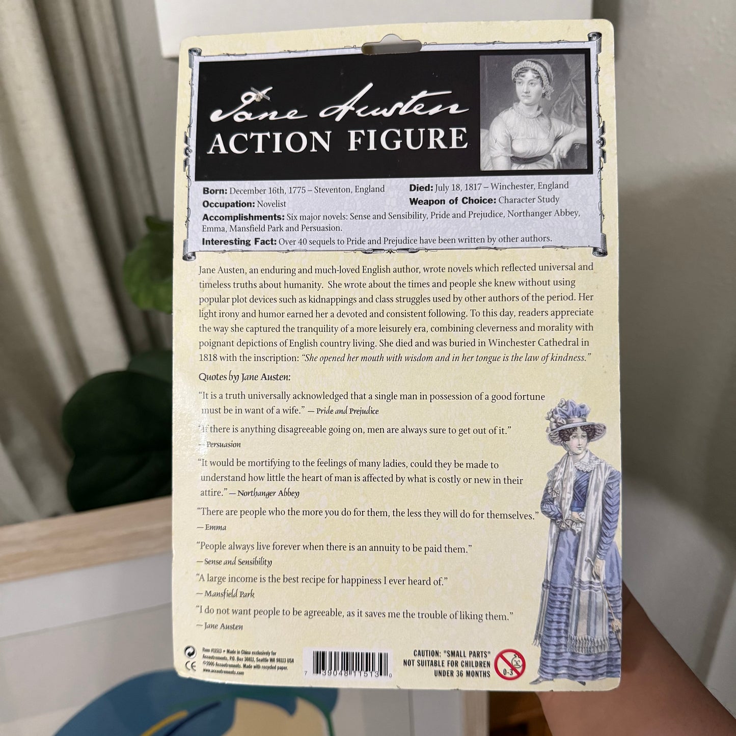 Vintage Jane Austen Action Figure – With Writing Desk & Quill Pen (NEW IN BOX)